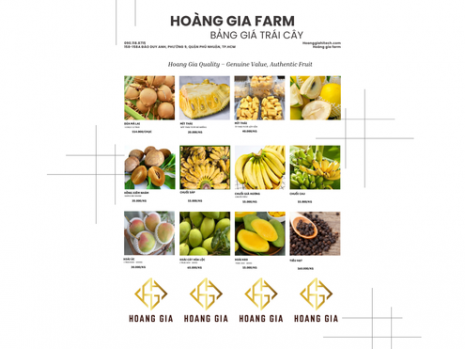 BẢNG GIÁ TRÁI CÂY HOÀNG GIA FARM